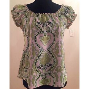 J CREW ~ Size XS Elastic Cap Sleeve Blouse